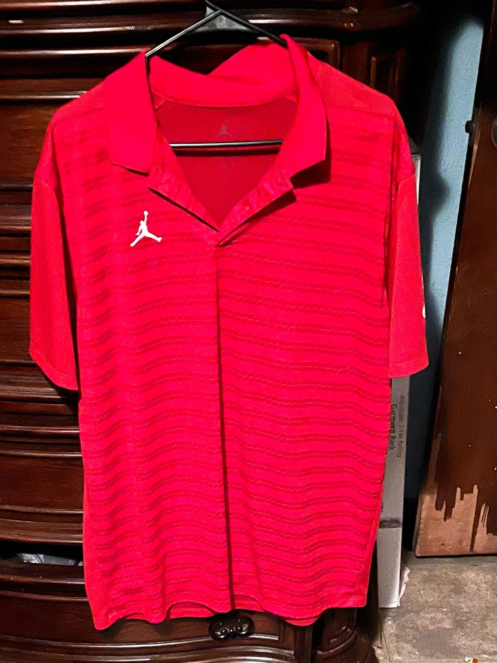 Mens Xl Jordan Red Short-Sleeve Polo with White Jumpman